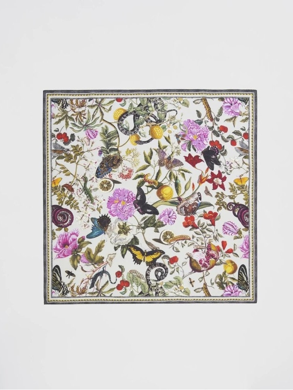 NWT Fable England Silk Blend Floral Engravings Large Square Scarf